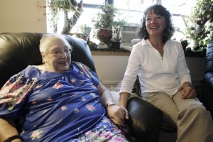93-year-old Florence Parsons, left, and her in-home caregiver Penny Walsh, 41, sit in Parson's apartment in Winooski, Vt., Monday, Oct. 30, 2006. (AP Photo/Toby Talbot, FILE)