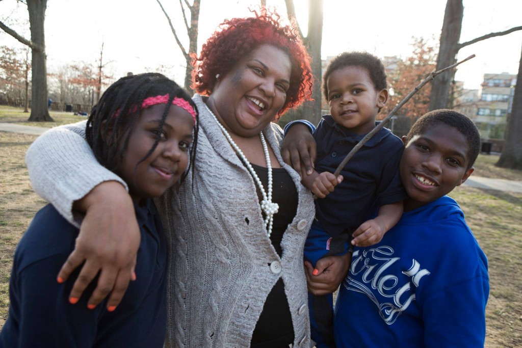 Kim Williams with her three children. (Tyrone Turner)