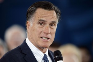 Former Republican presidential candidate Mitt Romney speaks at a campaign event for Ohio Governor John Kasich on Monday, March 14, 2016. (AP Photo/Matt Rourke)